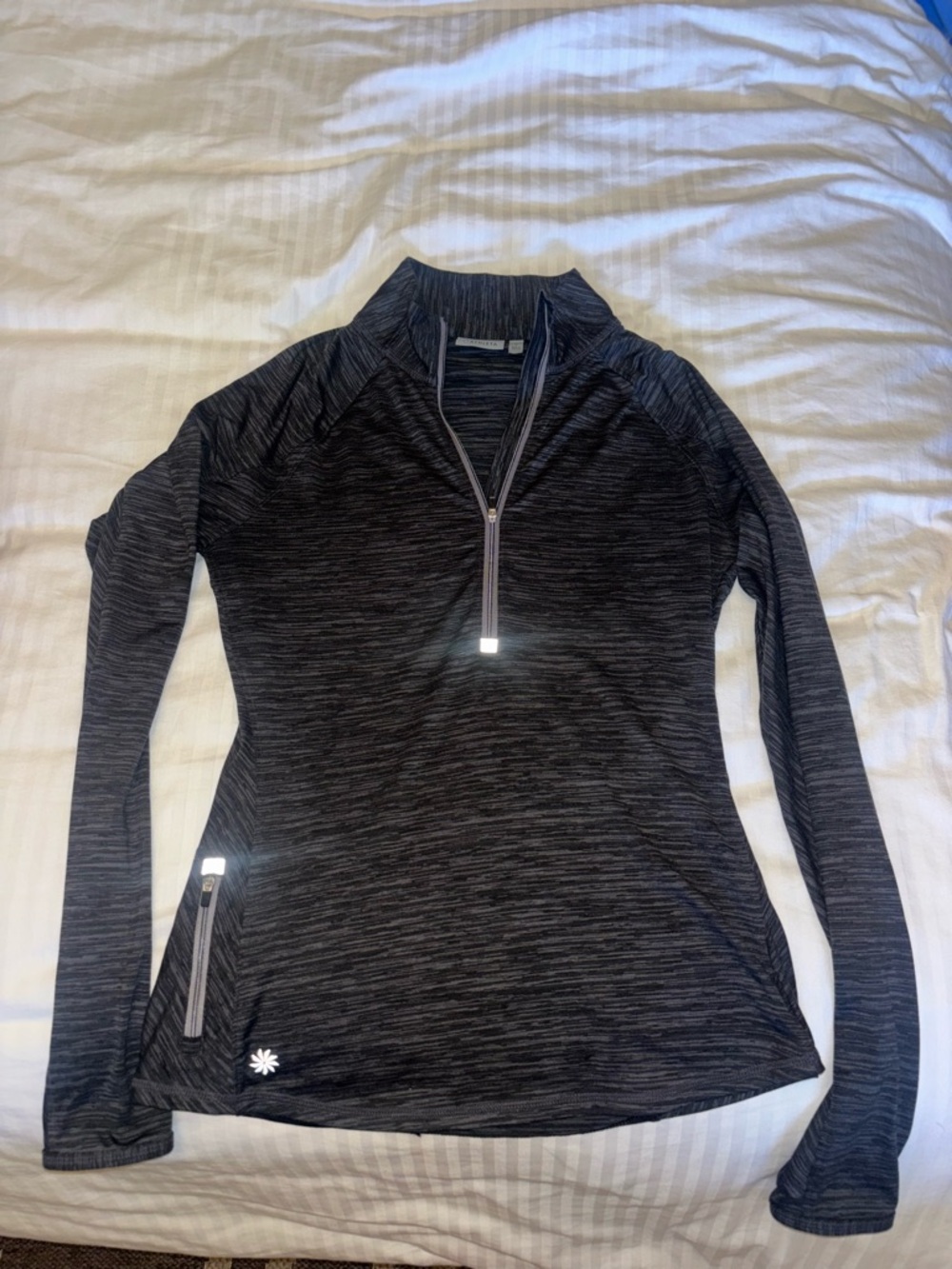 Athleta Women's Long Sleeve Half-Zip Performance Top - Black Heather
